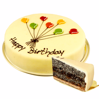 Große Konditorei-Mohntorte „Happy Birthday“