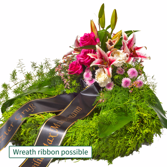 Sympathy Wreath with pink lilies
