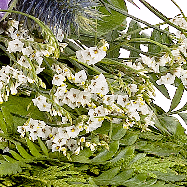 Trauerkranz in Weiß und Lila