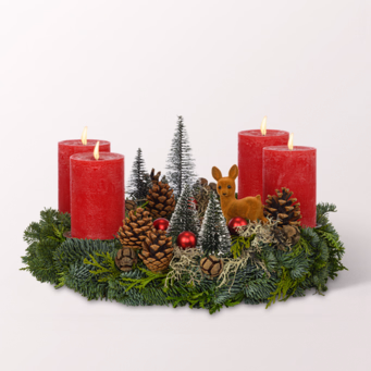 Großer Roter Adventskranz (Ø 40 cm) mit Ferrero Giotto 3er
