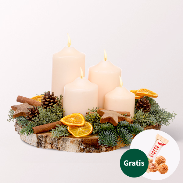 Adventskranz Winterduft (Ø 30 cm) mit Ferrero Giotto 3er