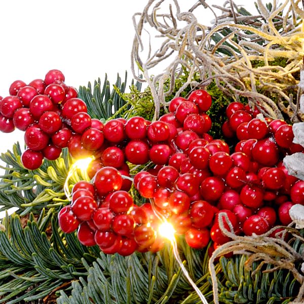 Arrangement Santa with X-Mas lights & with 3 Ferrero Giotto