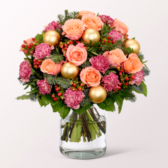 Flower Bouquet Winterzauber with Premium Vase & 3 Ferrero Giotto