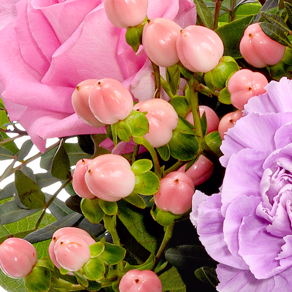 Blumenstrauß Freude mit Vase & Ferrero Giotto 3er