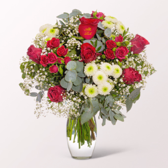 Flower Bouquet „Alles Liebe“ with vase & 3 Ferrero Giotto
