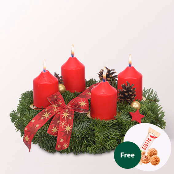 Wreath Classic Advent (Ø 30 cm) with 3 Ferrero Giotto
