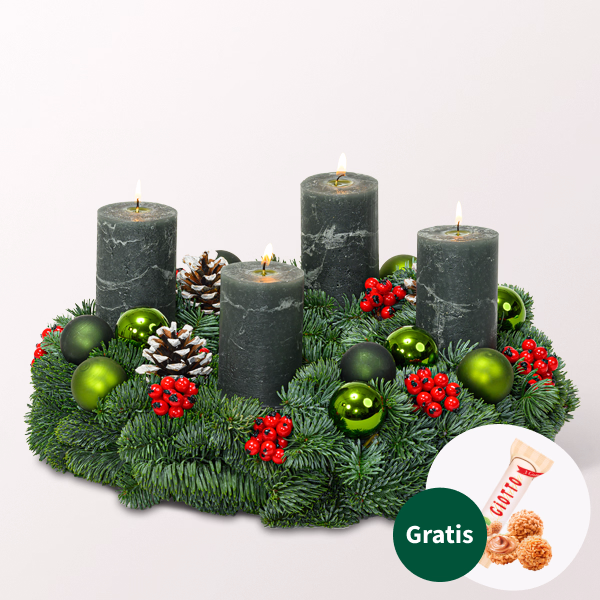 Adventskranz Green Santa (Ø 35 cm) mit Ferrero Giotto 3er