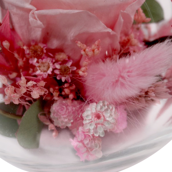 Rosa haltbare Rose im Glas