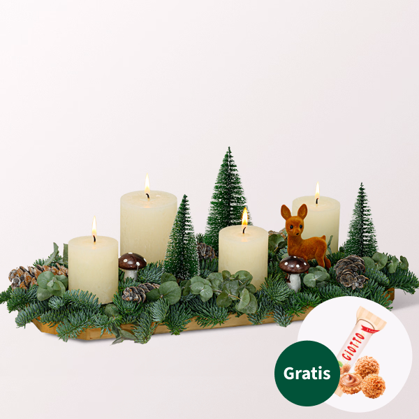Adventsgesteck Wonderland mit Ferrero Giotto 3er