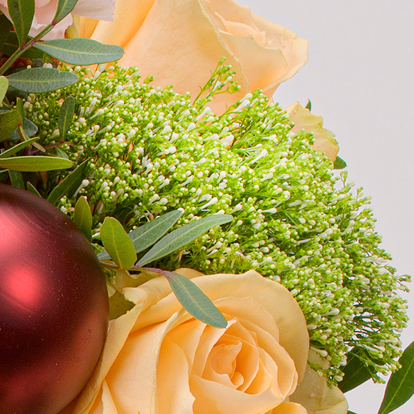 Premiumstrauß Wintersonne mit Premiumvase & Ferrero Giotto 3er