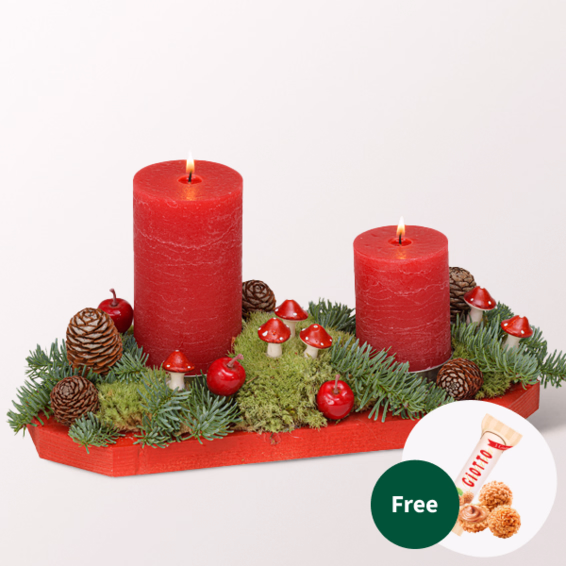 Christmas Arrangement Winterzauber (32 x 12 cm) with 3 Ferrero Giotto