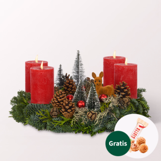 Großer Roter Adventskranz (Ø 40 cm) mit Ferrero Giotto 3er