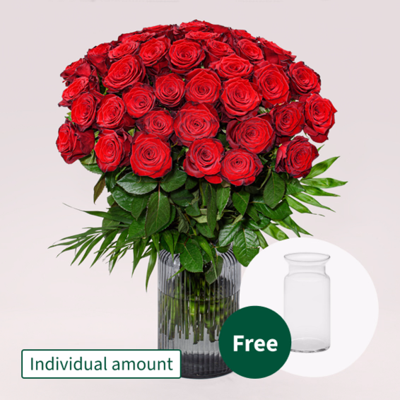 Premium Roses in a bouquet with vase
