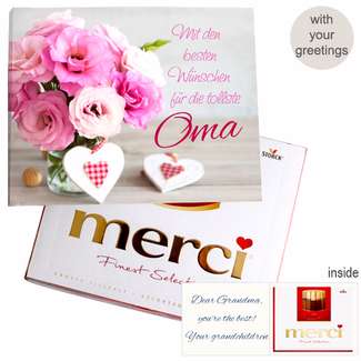 Personal greeting card with Merci: Tollste Oma (250 g)