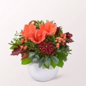 Blumenstrauß Wintermorgen mit Vase & Ferrero Giotto 3er