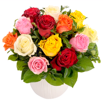 Bouquet of mixed coloured roses