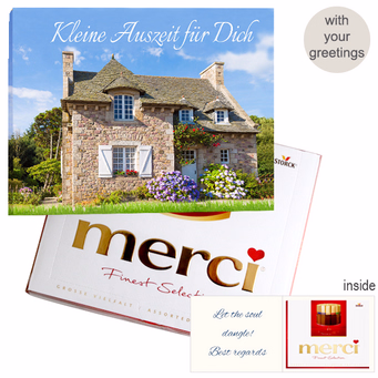 Personal greeting card with Merci: „Kleine Auszeit für Dich“ (250 g)