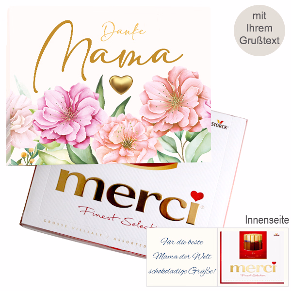 Persönliche Grußkarte mit Merci: Danke Mama (250 g)