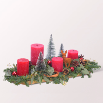 Adventsgesteck Weihnachtswald mit Ferrero Giotto 3er