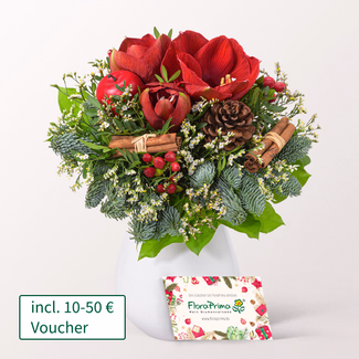 Flower Bouquet Winterstimmung with Voucher and with vase & 3 Ferrero Giotto