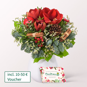Flower Bouquet Winterstimmung with Voucher and with vase & 3 Ferrero Giotto