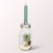 Winterliches Dekoglas mit Kerzenhalter