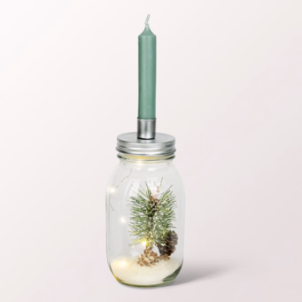 Winterly Decorative Glass with Candle Holder
