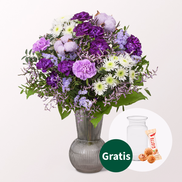 Blumenstrauß Winterkind mit Vase & Ferrero Giotto 3er