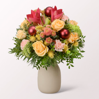 Premium Bouquet Wintersonne with Premium Vase & 3 Ferrero Giotto
