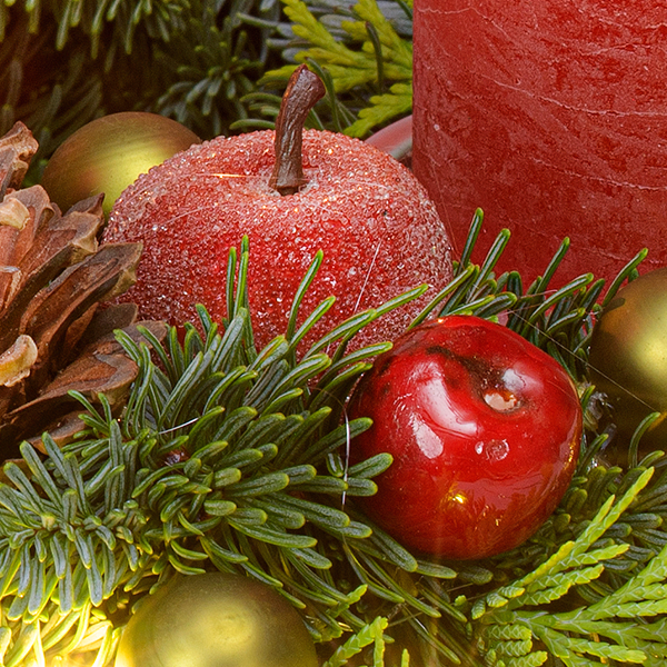 Wreath Shiny Red (Ø 30 cm) with 3 Ferrero Giotto