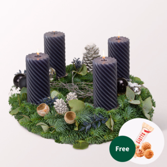 Big Anthracite Coloured Wreath (Ø 40 cm) with 3 Ferrero Giotto