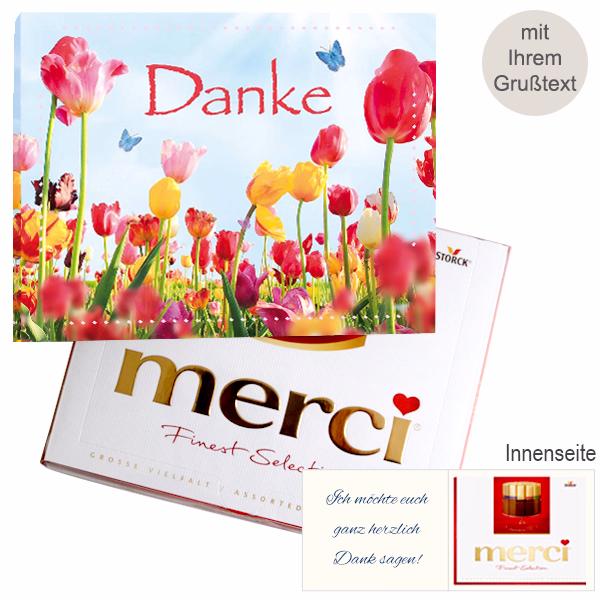 Persönliche Grußkarte mit Merci: Danke (250 g)