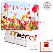 Persönliche Grußkarte mit Merci: Danke (250 g)