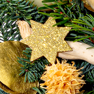 Winterstrauß Sternschnuppe mit Vase & Ferrero Giotto 3er