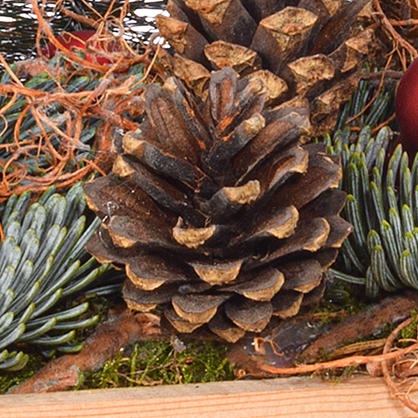 Red Arrangement in Wooden Box with 3 Ferrero Giotto