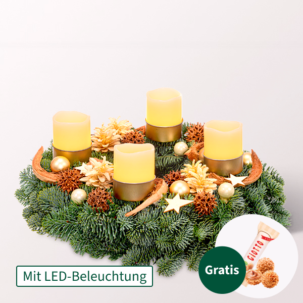 LED-Adventskranz Shiny (Ø 30 cm) mit Ferrero Giotto 3er