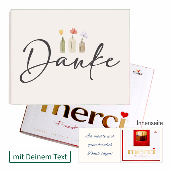 Persönliche Grußkarte mit Merci: Danke (250 g)
