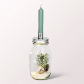 Winterly Decorative Glass with Candle Holder