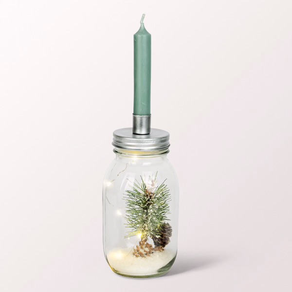 Winterly Decorative Glass with Candle Holder