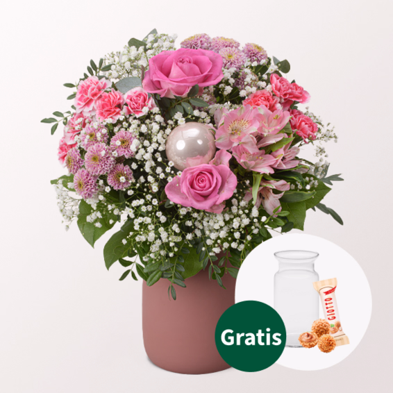 Blumenstrauß Wintermärchen mit Vase & Ferrero Giotto 3er