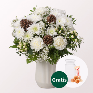 Blumenstrauß Sternennacht mit Vase & Ferrero Giotto 3er