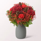 Flower Bouquet Red Velvet with vase & 3 Ferrero Giotto