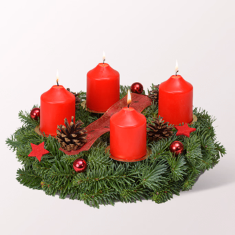 Adventskranz Red Glory (Ø 25 cm) mit Ferrero Giotto 3er