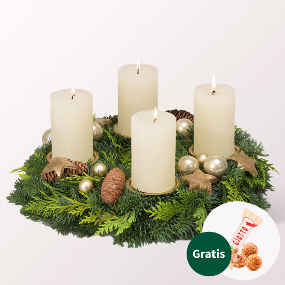 Adventskranz Kerzenschein (Ø 30 cm) mit Ferrero Giotto 3er