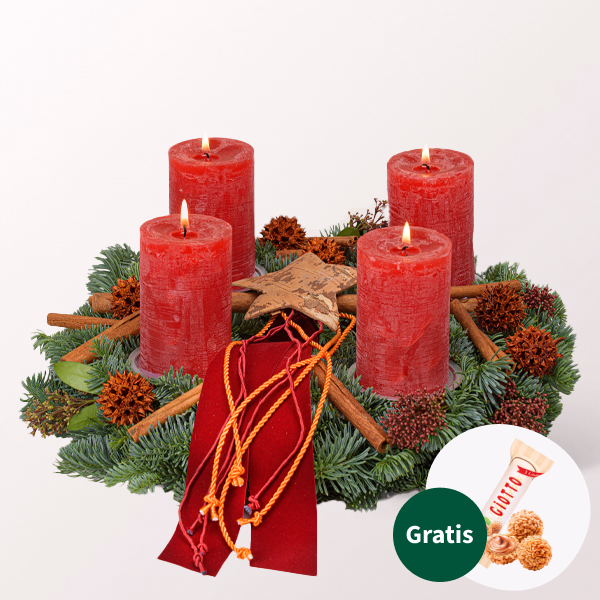 Adventskranz Nature Christmas (Ø 30 cm) mit Ferrero Giotto 3er