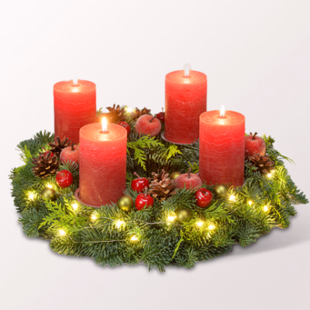 Adventskranz Shiny Red (Ø 30 cm) mit Ferrero Giotto 3er